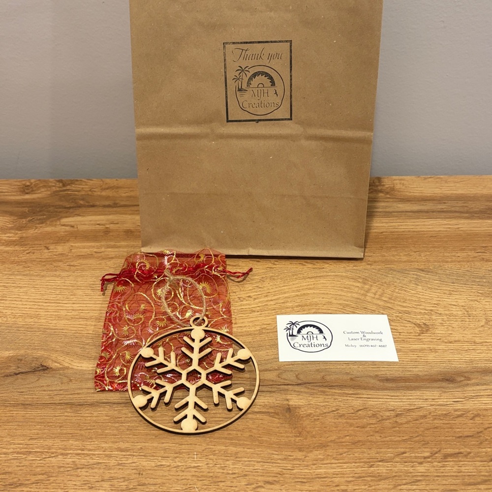 Snowflake - Handmade Real Natural Wood Christmas Ornament